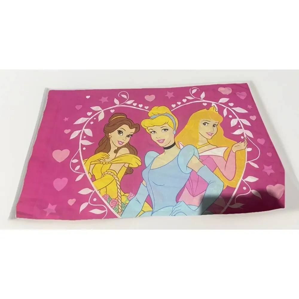 Vintage Disney Princess Pillow‎ Case Snow White Cinderella Pink made in USA